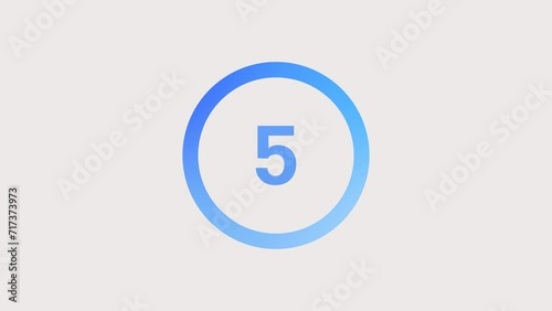 10 second blue countdown timer animation with color gradient on white screen photo