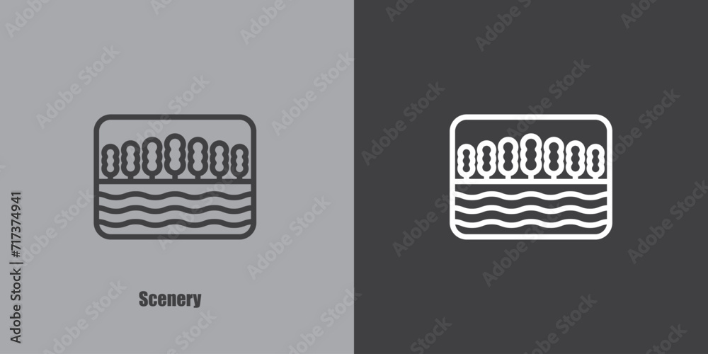 Natural landscape logo with minimalistic striped design