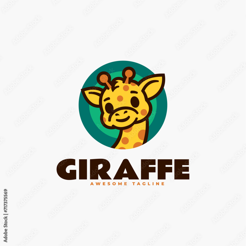 Vector Logo Illustration Giraffe Mascot Cartoon Style. Vector Logo Illustration Giraffe Mascot Cartoon Style.