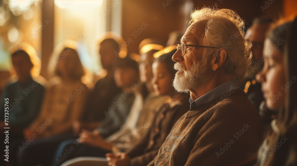 Fototapeta premium Church community members during a live service.