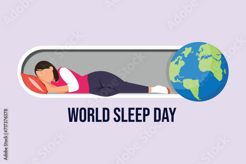 World sleep day concept. Colored flat vector illustration isolated.