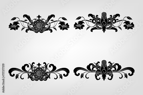 Classical Baroque Filigree Decoration Ornament Vintage Floral Border Style Antique Art Retro