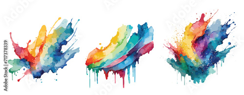 Rainbow coloured paint splashes
