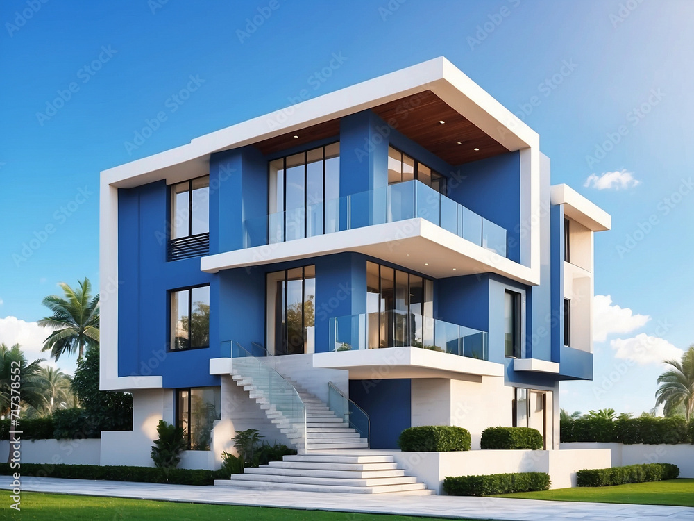 Luxury modern house with blue sky background,Concept for real estate or property.