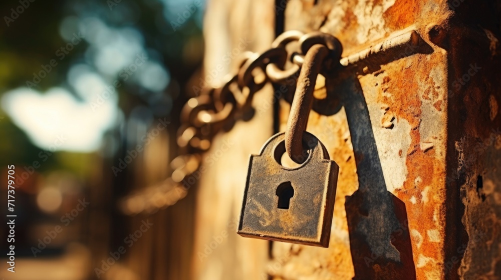Closeup of a rusted keyhole on a large iron gate, hinting at secrets waiting to be unlocked. Closeup of a rusted keyhole on a large iron gate, hinting at secrets waiting to be unlocked.