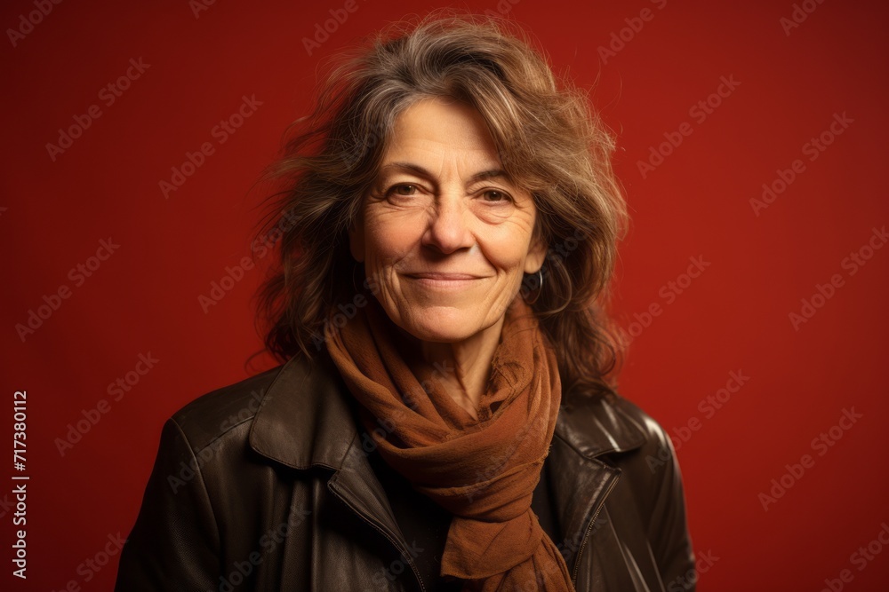 Portrait of happy senior woman. Isolated over red background. Portrait of happy senior woman. Isolated over red background.