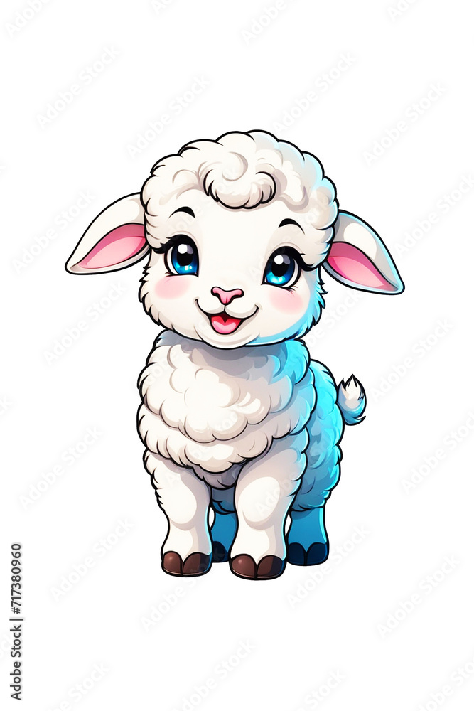 Cute sheep cartoon character isolated on transparent background Cute sheep cartoon character isolated on transparent background