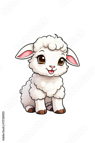 Cute sheep cartoon character isolated on transparent background