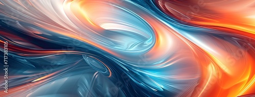 abstract blue and orange wavy pattern on a grey background photo