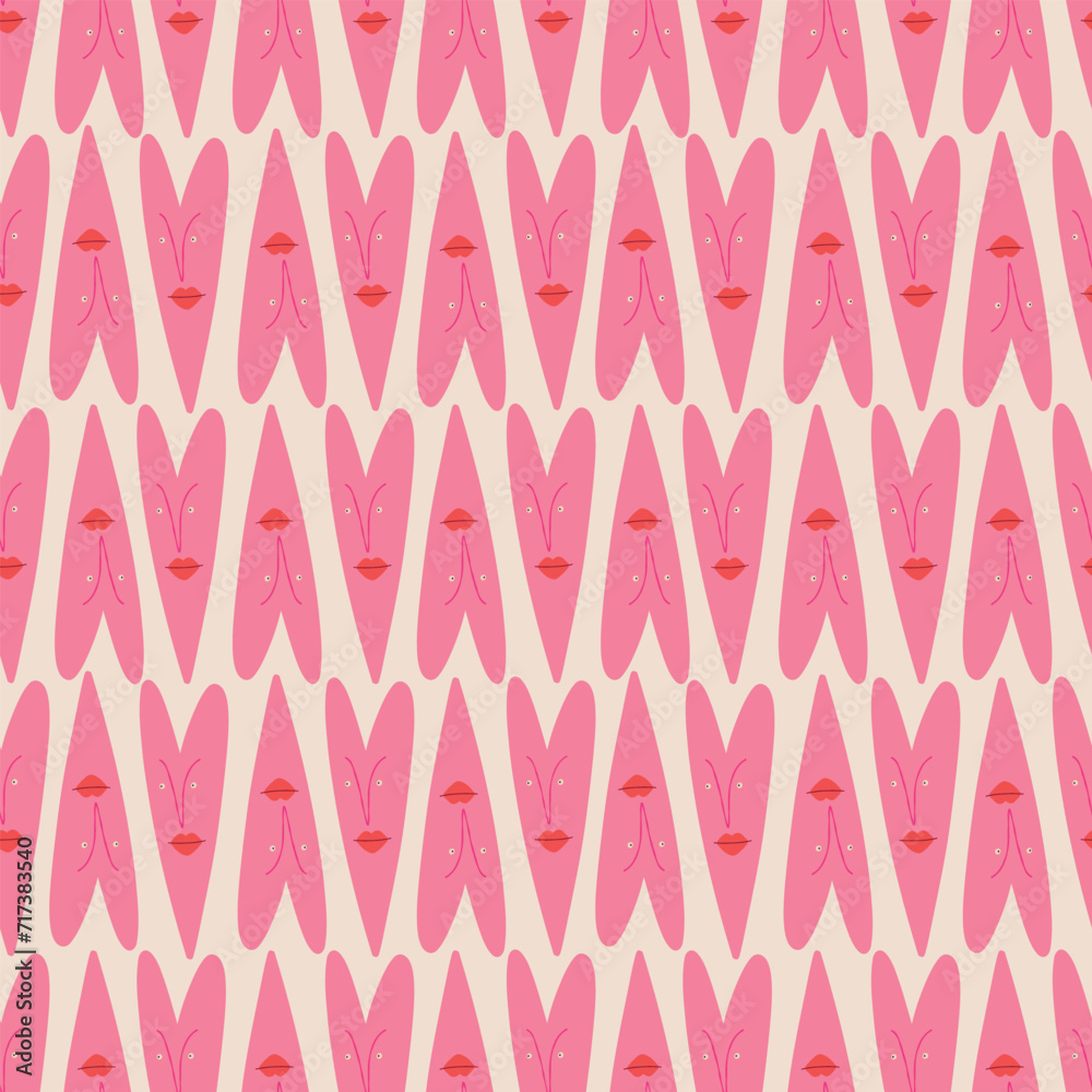 Valentine's Day pattern with pink strange hearts Valentine's Day pattern with pink strange hearts