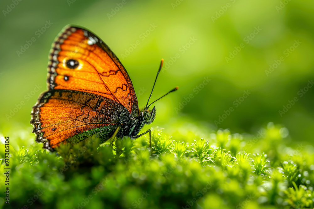 Close-up photography of butterfly in forest. generative AI Close-up photography of butterfly in forest. generative AI