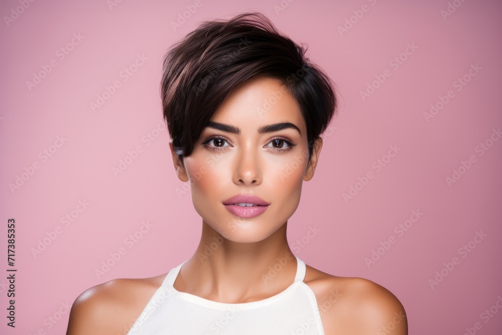 Beauty portrait of young attractive woman with perfect skin and makeup. Beauty portrait of young attractive woman with perfect skin and makeup.