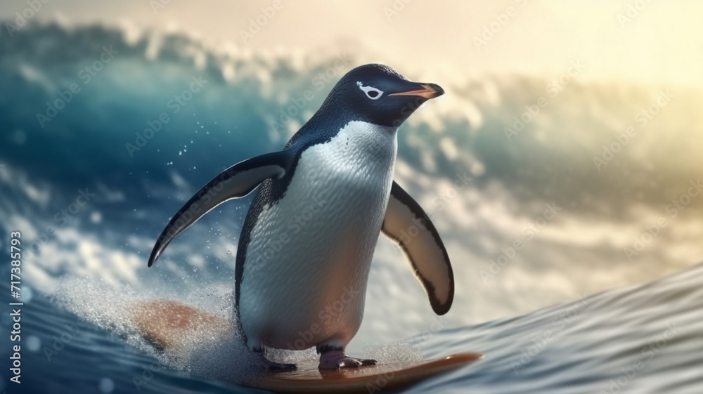 Fototapeta premium Penguin Surfing