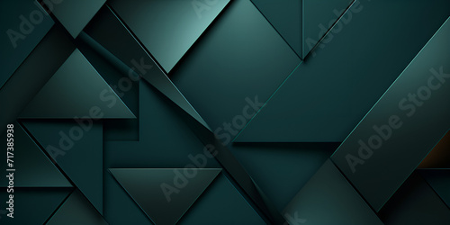 Green and deep cyan abstract modern Geometric shapes abstract 3d background.AI Generative