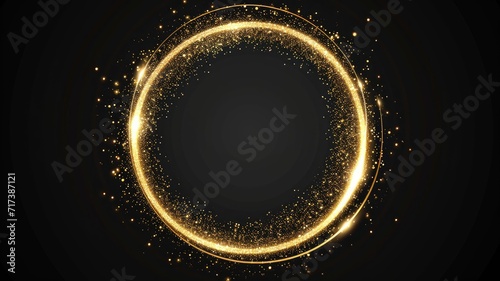 luxurious golden sparkle swirl with space for text, isolated black background. top choice for wedding stationery, anniversary cards, and exclusive offer backgrounds photo