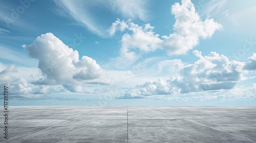 Concrete Wall with Clouds Background