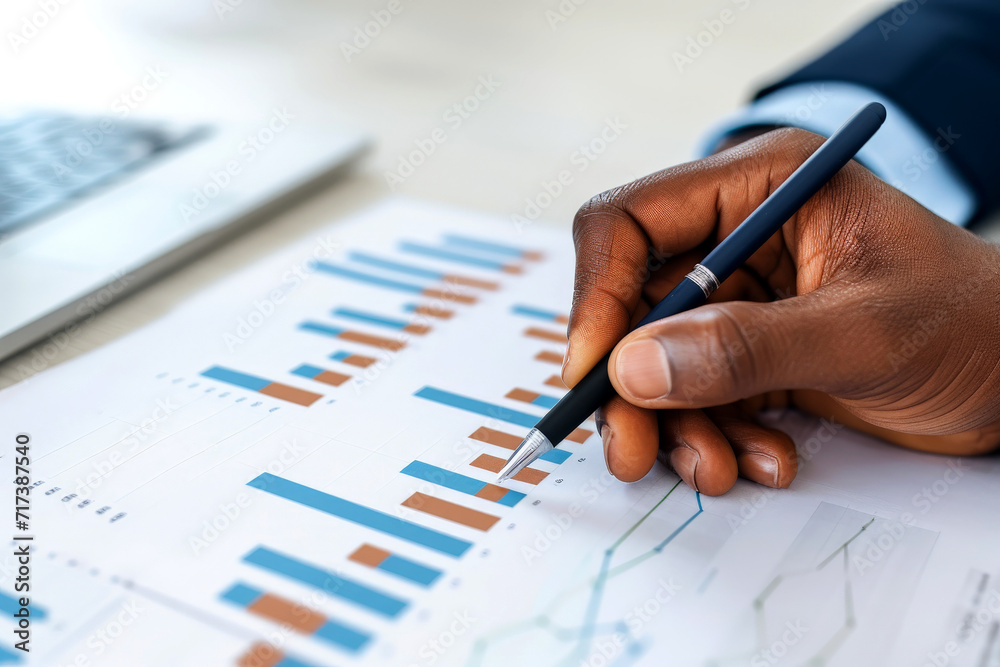 close up hand Businessman review report. Graphs and charts. Business reports concept Ai generated close up hand Businessman review report. Graphs and charts. Business reports concept Ai generated