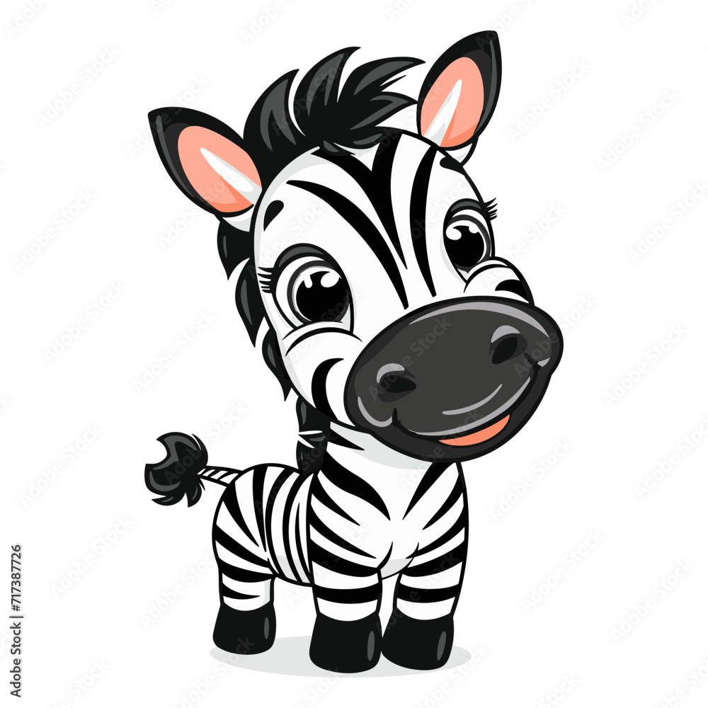 Cute Zebra emblem logo cartoon