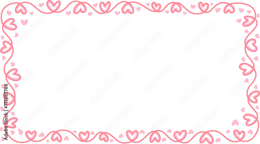 Doodle of heart frame for valentine's day. Hand drawn heart element vector.