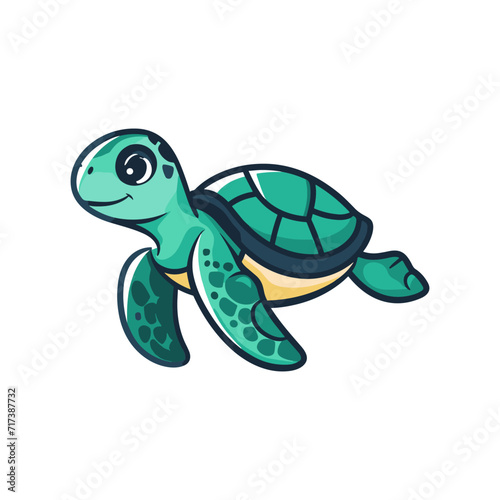 Cute Sea Turtle emblem logo cartoon