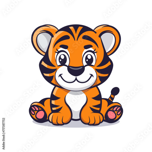 Cute Tiger emblem logo cartoon