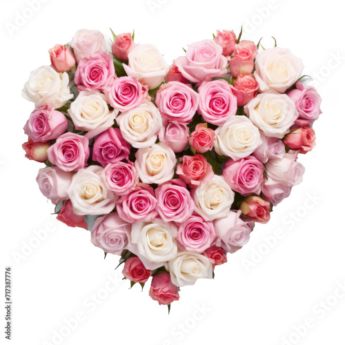 Pink roses in the shape of a heart  on transparency background PNG
