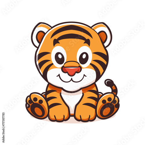 Fototapeta Naklejka Na Ścianę i Meble -  Cute Tiger emblem logo cartoon