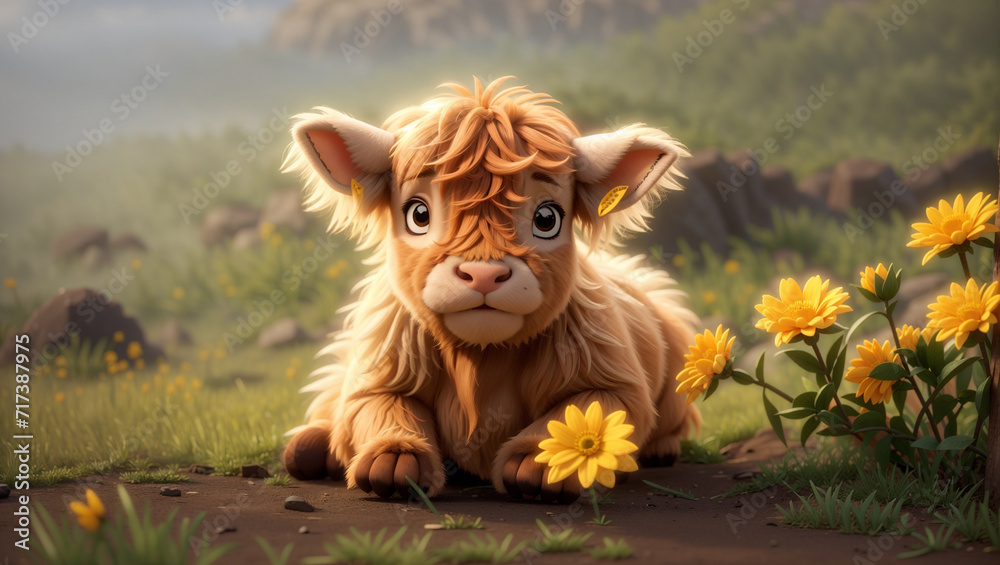 Baby Cow enjoying nature beauty Baby Cow enjoying nature beauty