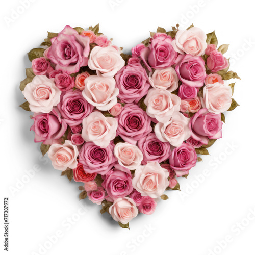 Pink roses in the shape of a heart  on transparency background PNG © Sim