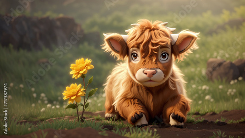 Baby Cow enjoying nature beauty