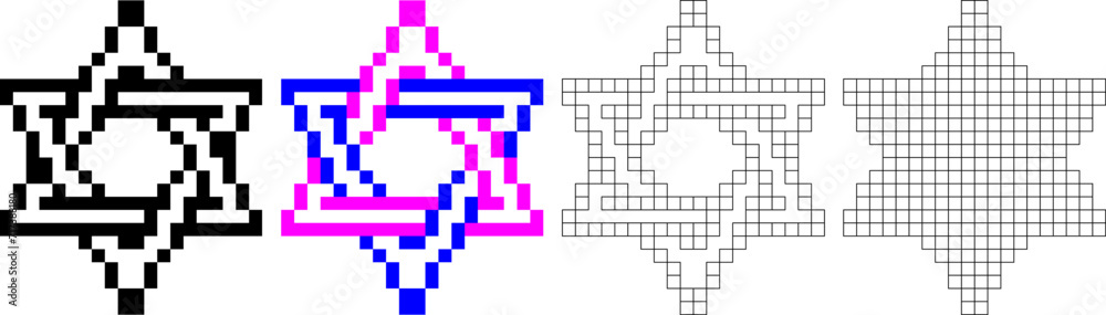 star of david pixel icon set star of david pixel icon set