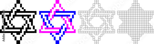 star of david pixel icon set
