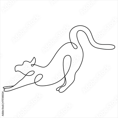 Fototapeta Naklejka Na Ścianę i Meble -  Continuous one line cat pet drawing out line vector illustration design