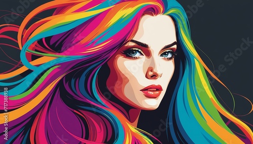 Artistic Expression  Female Portrait with Colorful Hair