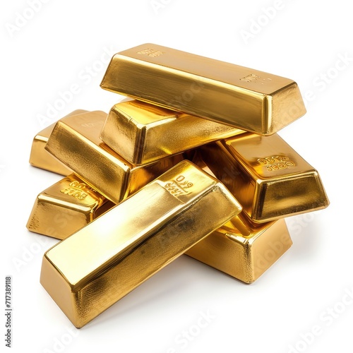 luxurious pile of gold bars, isolated white background. perfect for business, economic stability, and banking industry visuals top view high-resolution stock photo