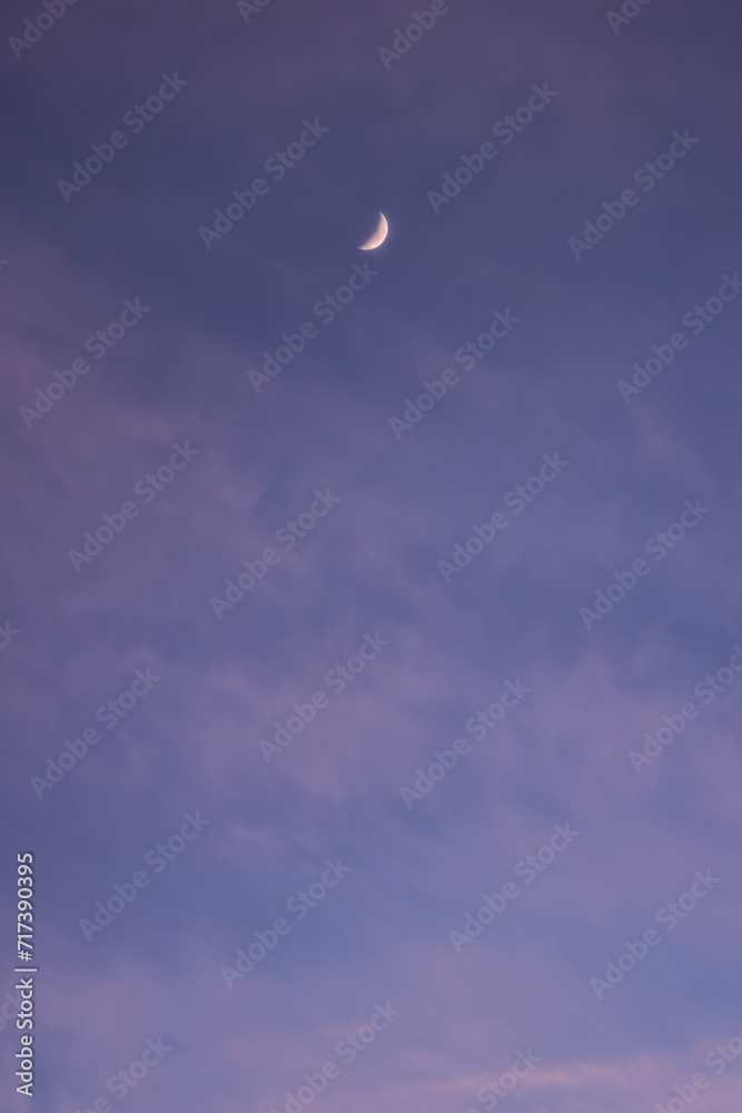 감성 배경화면/보랏빛 하늘 초승달 풍경사진