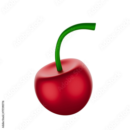 Cartoon style cherry 3D rendering on white background have work path.