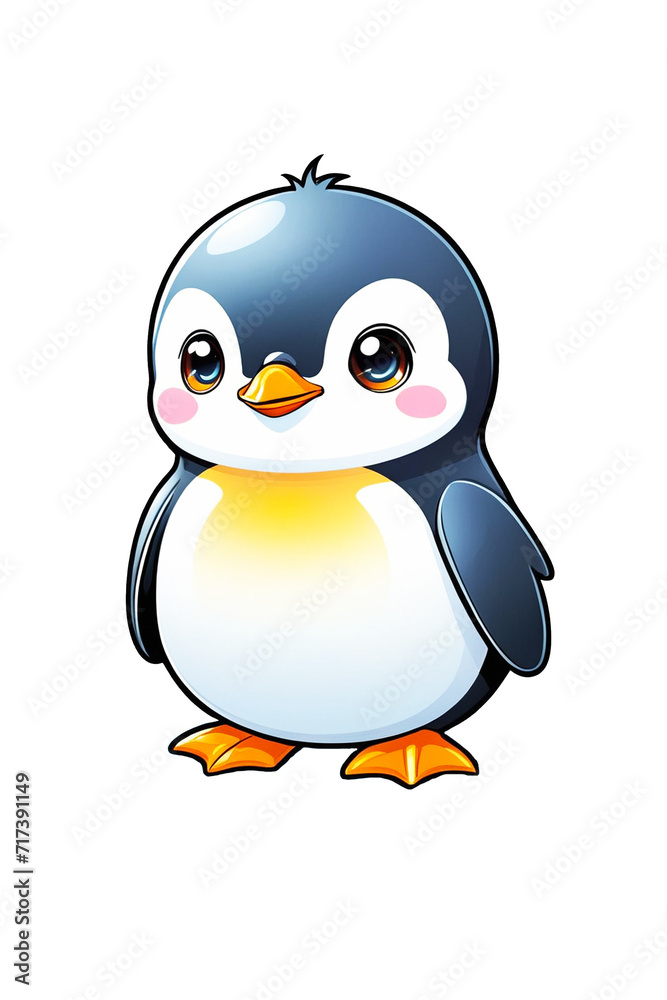 Fototapeta premium Cute cartoon penguin isolated on transparent background