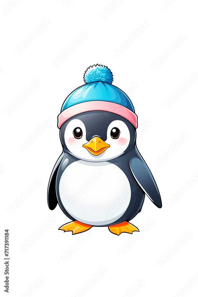 Fototapeta premium Cute cartoon penguin isolated on transparent background
