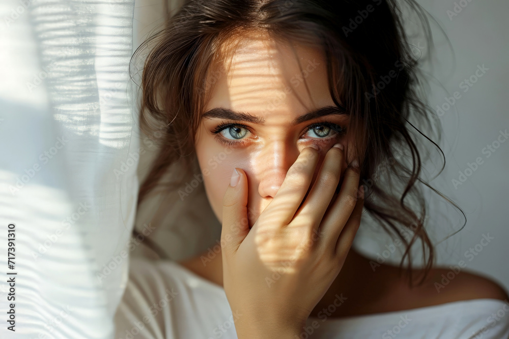 Portrait of a cheerful young woman with freckles in sunlight - Ai generated Portrait of a cheerful young woman with freckles in sunlight - Ai generated