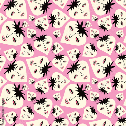 Bright Valentines Day seamless pattern crazy berries