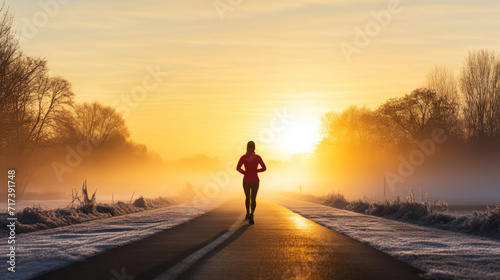Sports woman on a morning run. AI generated, human enhanced