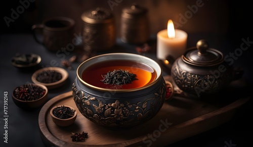 Artisanal Black Tea in a Handcrafted Bowl photo