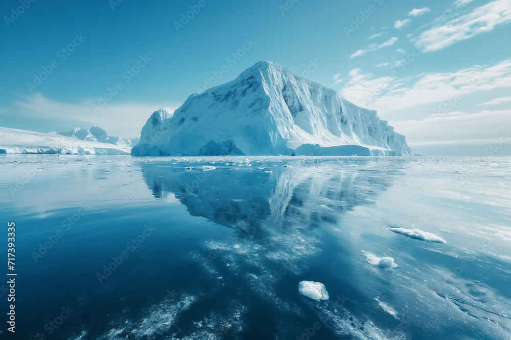Powerful sea waves crash against the rocky coastline. Melting icebergs, North Pole, global warming, natural disasters Powerful sea waves crash against the rocky coastline. Melting icebergs, North Pole, global warming, natural disasters