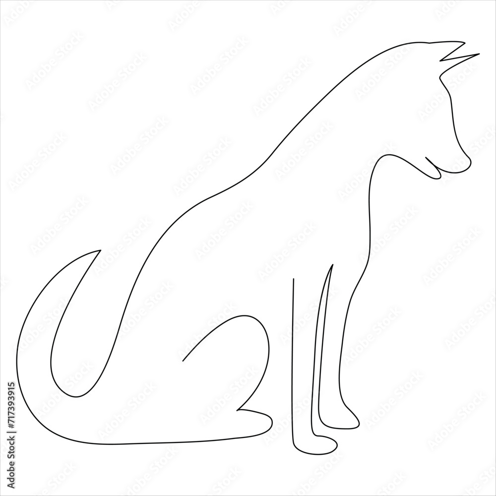 Obraz premium Continuous one line dog drawing out line vector illustration design 