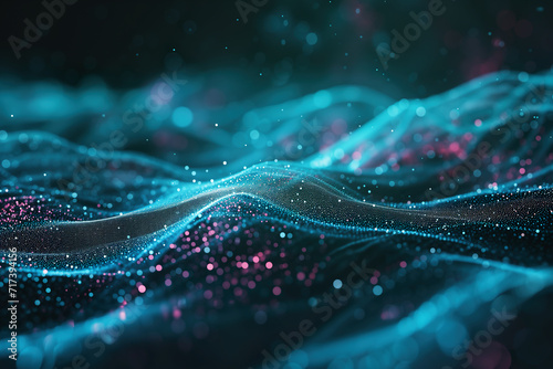 Abstract blue technology particles mesh background