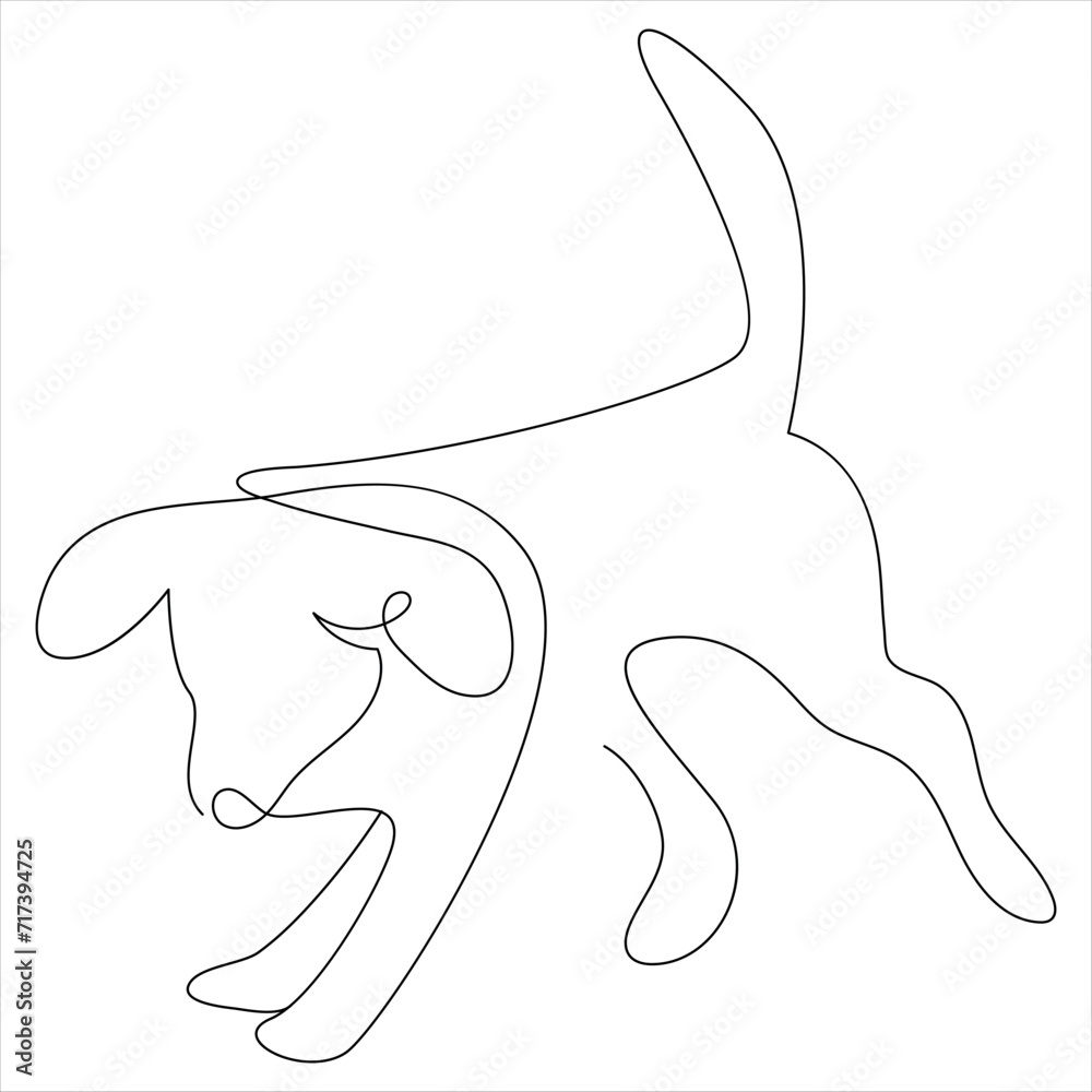 Continuous one line dog drawing out line vector illustration design Continuous one line dog drawing out line vector illustration design