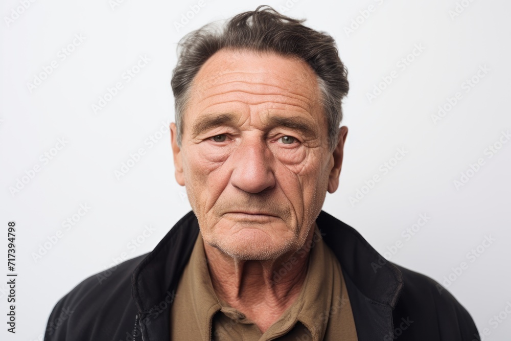 Portrait of a senior man with grey hair and gray eyes. Portrait of a senior man with grey hair and gray eyes.