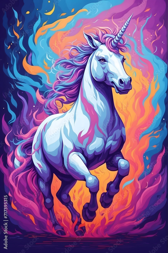 Mythical Unicorns and Rainbows - Artistic Fantasy World Mythical Unicorns and Rainbows - Artistic Fantasy World