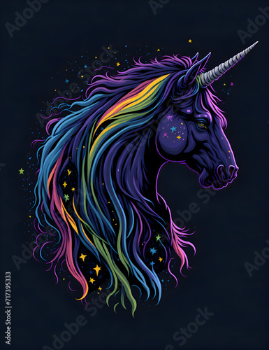 Unicorn Design Rainbow Hair